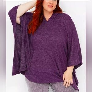 NWOT Lane Bryant💜Hooded Brushed Ribbed Poncho